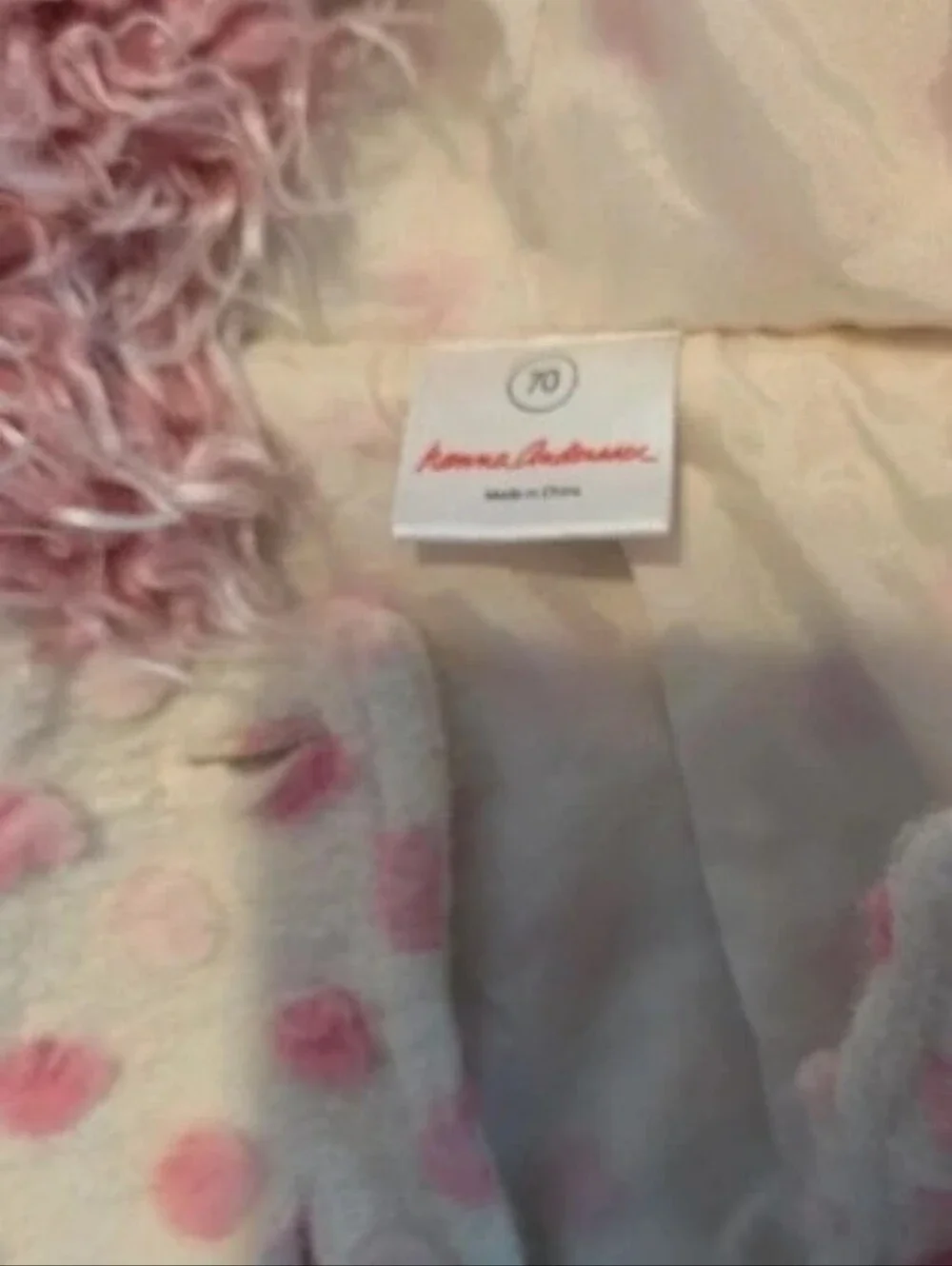 Hanna Andersson Vintage Pink Polka Dot Gnome Pixie Hood Fleece Jacket Size 70